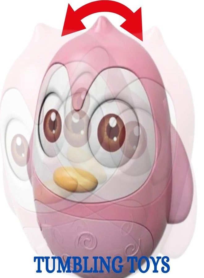KINGZOMY دمية KINGZOMY® Rolly Polly مع صوت وعيون متحركة، لعبة صوتية للأطفال الصغار، لعبة Rolly Poly متذبذبة، 15 سم، شكل دائري - عبوة من قطعة واحدة - لون وردي (وردي) - Image 5